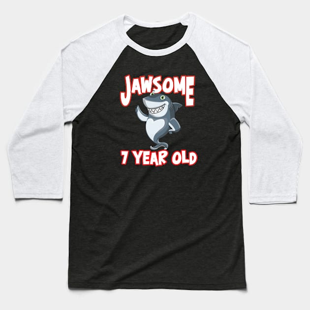 7th Birthday - Jawsome 7 Year Old Baseball T-Shirt by Kudostees